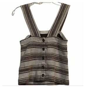 Madewell Woman Apron Button Front Tank Top Striped Textured Nubby Cotton